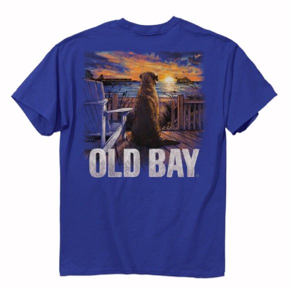 Old Bay Dog And Sunset Short Sleeve T-Shirt - NEW Fast Ship - Picture 1 of 7